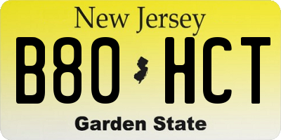 NJ license plate B80HCT