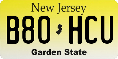NJ license plate B80HCU