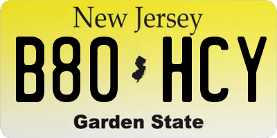 NJ license plate B80HCY