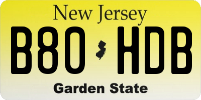 NJ license plate B80HDB