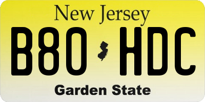 NJ license plate B80HDC