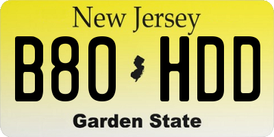 NJ license plate B80HDD
