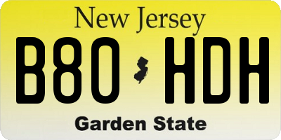 NJ license plate B80HDH