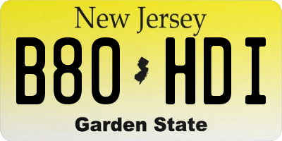 NJ license plate B80HDI
