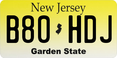 NJ license plate B80HDJ