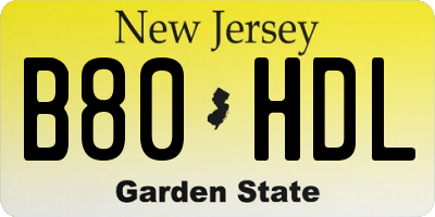 NJ license plate B80HDL