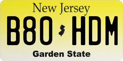 NJ license plate B80HDM