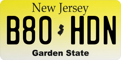 NJ license plate B80HDN