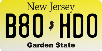NJ license plate B80HDO