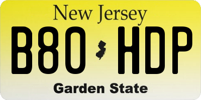 NJ license plate B80HDP