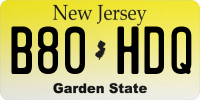 NJ license plate B80HDQ