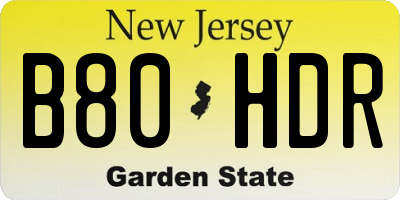 NJ license plate B80HDR