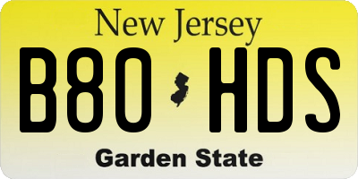 NJ license plate B80HDS