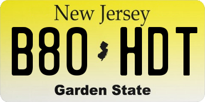 NJ license plate B80HDT