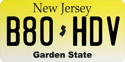 NJ license plate B80HDV