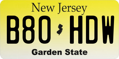 NJ license plate B80HDW