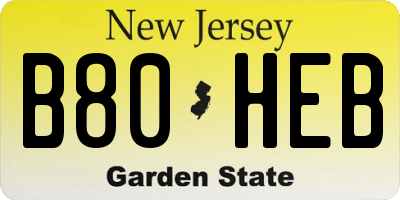 NJ license plate B80HEB