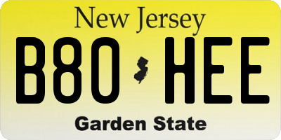 NJ license plate B80HEE