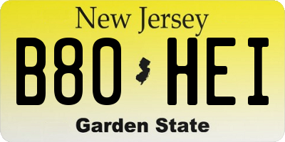 NJ license plate B80HEI