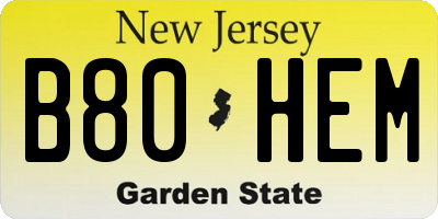 NJ license plate B80HEM