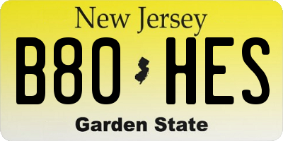 NJ license plate B80HES