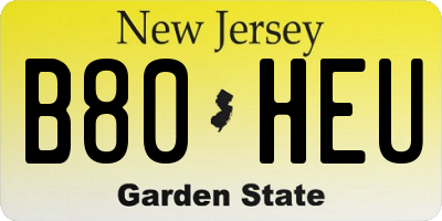 NJ license plate B80HEU