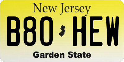 NJ license plate B80HEW