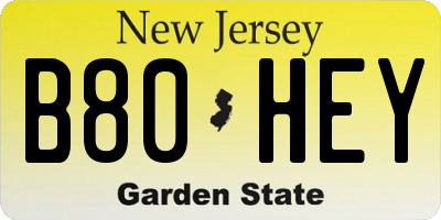 NJ license plate B80HEY