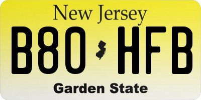 NJ license plate B80HFB