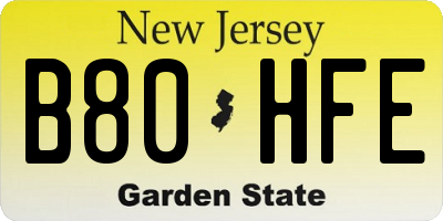 NJ license plate B80HFE
