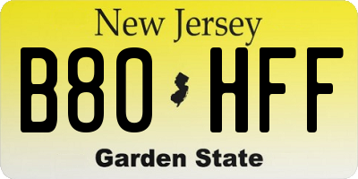 NJ license plate B80HFF