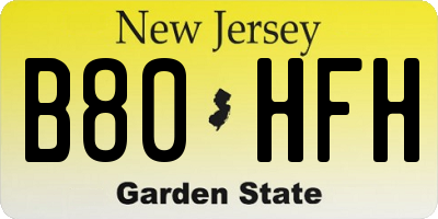 NJ license plate B80HFH