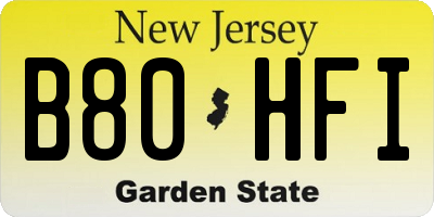 NJ license plate B80HFI