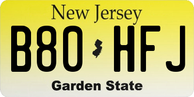 NJ license plate B80HFJ