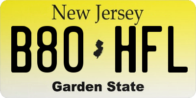 NJ license plate B80HFL