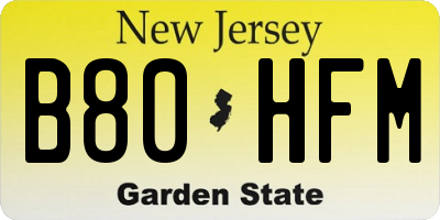 NJ license plate B80HFM