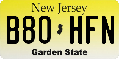 NJ license plate B80HFN