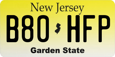 NJ license plate B80HFP