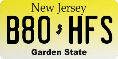 NJ license plate B80HFS