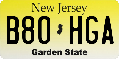 NJ license plate B80HGA