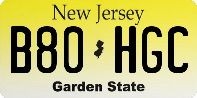 NJ license plate B80HGC