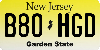 NJ license plate B80HGD