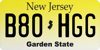 NJ license plate B80HGG