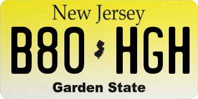 NJ license plate B80HGH