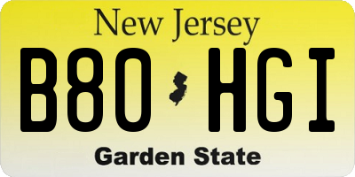 NJ license plate B80HGI