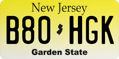NJ license plate B80HGK
