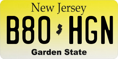 NJ license plate B80HGN