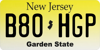 NJ license plate B80HGP