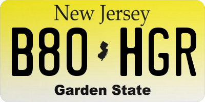 NJ license plate B80HGR