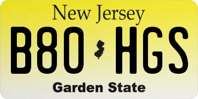 NJ license plate B80HGS